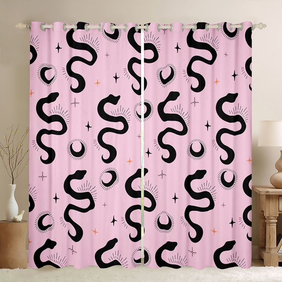 Castle Fairy Black Snake Blackout Curtains Set of 2 (52x84 Each),Animal Window Curtains