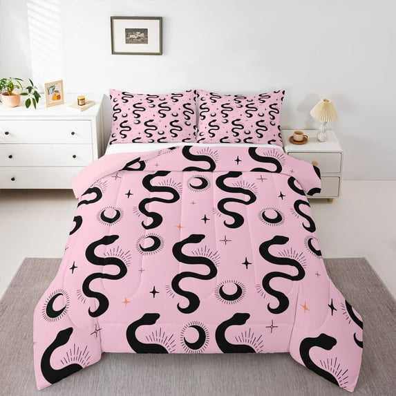 Castle Fairy Black Snake Queen Comforter Set,Abstract Animal Bedding Comforter Set