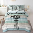 thumbnail image 1 of Castle Fairy Black Windmill 7 Pieces Bedding Comforter Set for Teens,Lodge Cabin Full Bedding Set Lightweight,Rustic Vintage Fitted Sheet Flat Sheet,Super Cozy Room Decor, 1 of 8