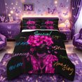 thumbnail image 1 of Castle Fairy Black Women King Size Comforter Sets 3pcs,Glam Floral Quote Pattern Comforters King Size,Magenta Dark Green,1 Comforter and 2 Pillowcases, 1 of 6