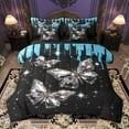 thumbnail image 1 of Castle Fairy Bling Crystal Butterfly 7Pcs Bedding Comforter Set for Girls Women Teens,Dreamy Princess Queen Bedding Sets Super Cozy,Black Blue Queen Sheet Sets,Super Cozy Room Decor, 1 of 8