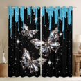 thumbnail image 1 of Castle Fairy Bling Crystal Butterfly Black Out Curtains for Girls Women Teens,Dreamy Princess Curtains Pack Of 2 (42X63 Each),Black Blue Bedroom Curtains,Super Cozy Room Decor, 1 of 6