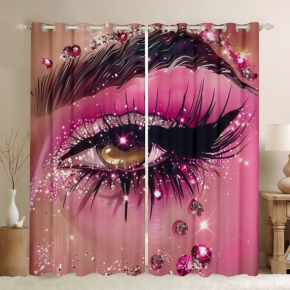 Castle Fairy Bling Eyelash Black Out Curtains,Crystal Curtains Pack of 2 (42x63 Each)