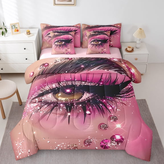 Castle Fairy Bling Eyelash Girl Twin Bedding Sets,Sparkling Crystal Bedding Comforter Set