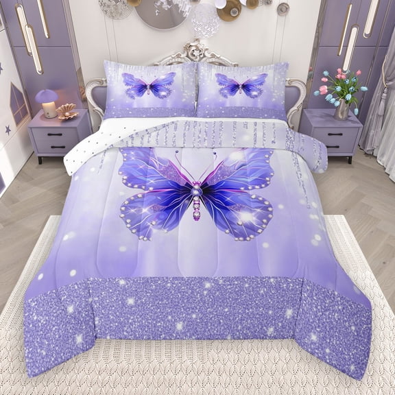 Castle Fairy Glitter Butterfly 2-Piece Twin Comforter Set