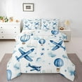 thumbnail image 1 of Castle Fairy Blue Airplane 3-Piece Full Comforter Set for Children, 1 of 8