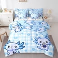 thumbnail image 1 of Castle Fairy Blue Axolotl Twin Bedding Sets,Floral Salamander Bedding Comforter Set, 1 of 8