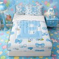 thumbnail image 1 of Castle Fairy Blue Bow Letter E Zipper Full Size Comforter Sets with Fitted Sheet and 2 Pillowcases for Girls,Kawaii Flowers Checkered Zipper Bedding Set,4pcs,Reversible, 1 of 6