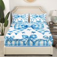 thumbnail image 1 of Castle Fairy Blue Bowknot 4-Piece Full Size Sheets,Kawaii Bow Bed Sheets,Geometric Buffalo Lightweight Sheet Sets,Lightweight Cartoon Room Decor, 1 of 5
