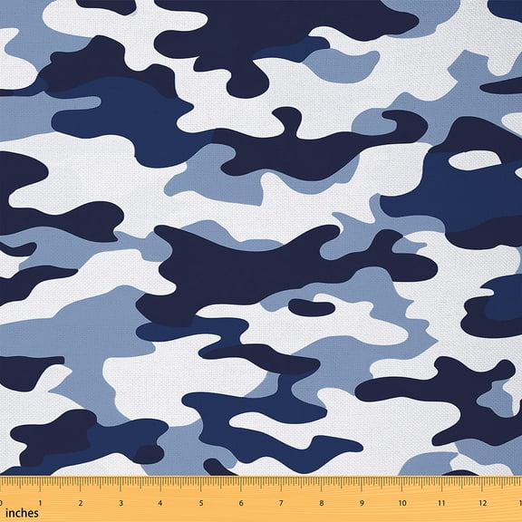 Castle Fairy Blue Camo Fabric by the Yard 1 Yard, Modern Abtract Aesthetic Room Decor Fabric by the Yard, Camouflage Fabric for Sewing, Ultra Soft Home Decor