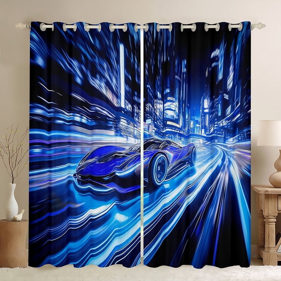 Castle Fairy Blue Car Blackout Curtains Set of 2 (52x84 Each),Sport Window Curtains