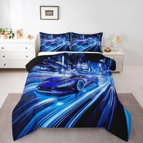 Castle Fairy Blue Car Boy Twin Comforter Sets,Extreme Sport Bedding Set