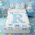 thumbnail image 1 of Castle Fairy Blue Cherry Bow Letter R Zipper Twin Comforter Sets with Fitted Sheet and 2 Pillowcases for Girls,Cartoon Fruit Zipper Bedding Set,4-Piece,Reversible, 1 of 6