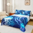 thumbnail image 1 of Castle Fairy Blue Jellyfish 3pcs Twin Sheet Sets,Marine Animal Twin Fitted Sheet,Ocean Wildlife Breathable Flat Sheet,Lightweight Sea Room Decor, 1 of 7