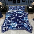 thumbnail image 1 of Castle Fairy Blue Peony Twin Comforter Sets for Teens,Floral Flower Bedding Set, 1 of 8