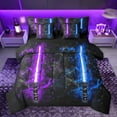 thumbnail image 1 of Castle Fairy Blue Purple Lightsaber Bedding Comforter Set 7pcs for Boys Girls,Universe Galaxy Queen Bedding Sets Super Cozy,Video Game Gamepads Queen Sheet Sets,Super Cozy Room Decor,Reversible, 1 of 8