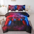 thumbnail image 1 of Castle Fairy Blue Red Gamepads Bedding Comforter Set,Gradient Ombre Queen Bedding Sets, 1 of 8