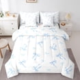 thumbnail image 1 of Castle Fairy Blue Ribbon Bow-Tie Bedding Comforter Set,Dreamy Bowknot Queen Bedding Sets, 1 of 8