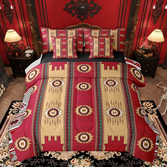 Castle Fairy Bohemian Aztec Bedding Comforter Set,Exotic Style Full Bedding Set