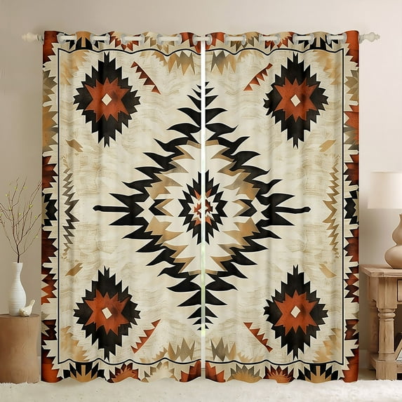 Castle Fairy Bohemian Aztec Black Out Curtains,Southwestern Theme Curtains Pack of 2 (42x63 Each),Tribal Style Bedroom Curtains,Lightweight Room Decor