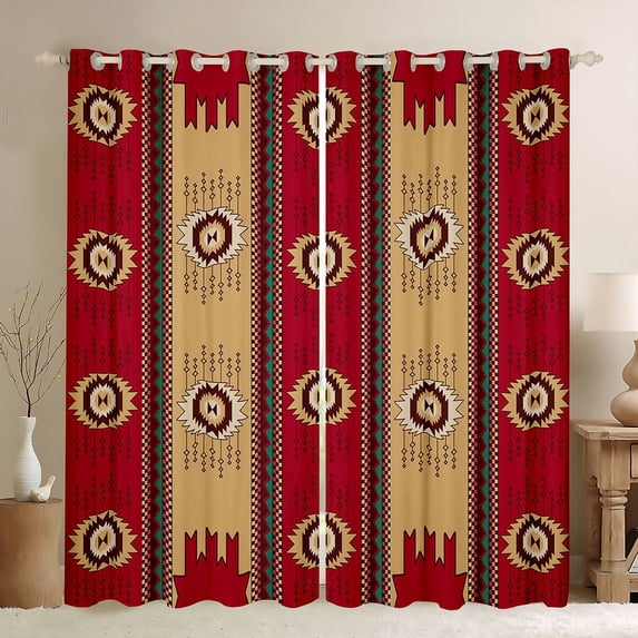 Castle Fairy Bohemian Aztec Curtains Pack of 2 (42x84 Each),Exotic Style Curtains Blackout