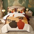 thumbnail image 1 of Castle Fairy Bohemian Ceramic Vase Quilt King 3 Pieces,Vintage Mountain Crescent King Coverlet Set,Rust Coffee Beige,1 Bedspread and 2 Pillowcases, 1 of 7