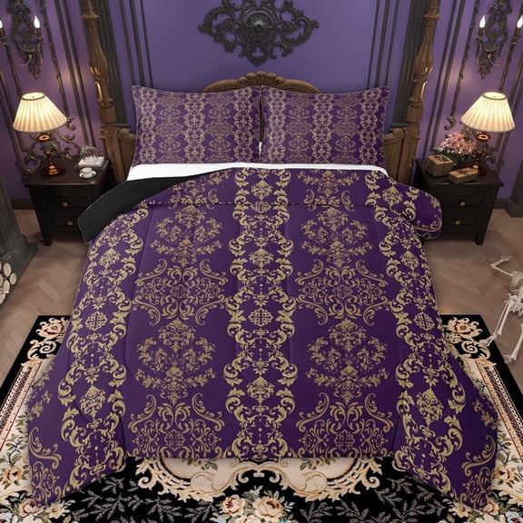 Castle Fairy Bohemian Damask Queen Comforter Set,Traditional Flower Bedding Comforter Set