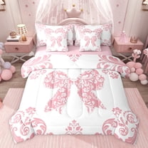 Castle Fairy Bohemian Flower Bow Twin Bedding Sets 7-Piece for Children Boys Girls,Boho Exotic Style Bedding Comforter Set Microfiber,Traditional Floral Damask Breathable Sheet Sets