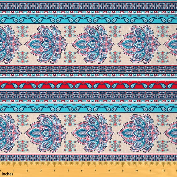 Castle Fairy Bohemian Mandala Fabric by the Yard 2 Yard,Exotic Style Sewing Fabric,Hippie Flower Home Decor Fabric by the Yard,Ultra Soft Abstract Home Decor