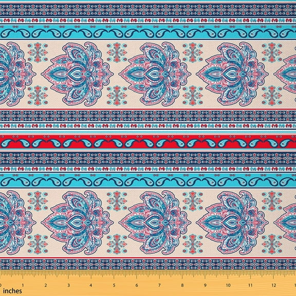 Castle Fairy Bohemian Mandala Fabric by the Yard 3 Yard,Exotic Style Fabric for Sewing,Hippie Flower Room Decor Fabric by the Yard,Ultra Soft Abstract Home Decor