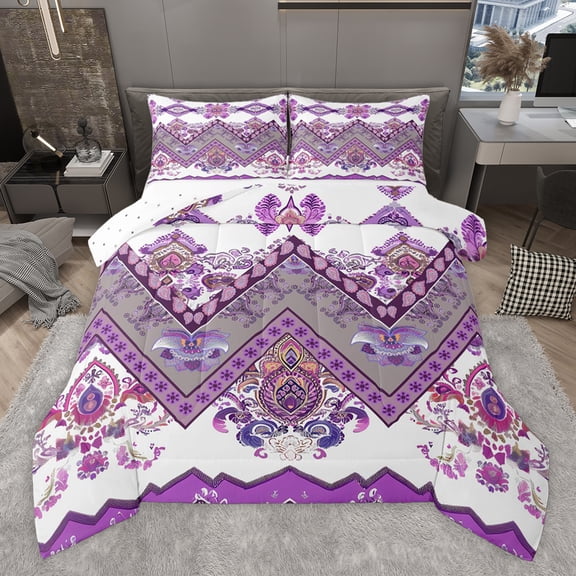 Castle Fairy Bohemian Paisley Mandala Queen Comforter Set,Boho Bedding Comforter Set