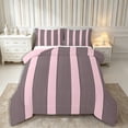 thumbnail image 1 of Castle Fairy Bohemian Thin Vertical Stripe King Size Comforter Sets 3pcs,Boho Wide Band Comforters King Size,Black Pink,Reversible,1 Comforter and 2 Pillowcases, 1 of 6