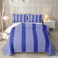 thumbnail image 1 of Castle Fairy Bohemian Thin Vertical Stripe Quilt Full 3-Piece,Boho Wide Band Full Bedspread Sets,Navy White,1 Coverlet and 2 Pillowcases, 1 of 7