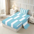 thumbnail image 1 of Castle Fairy Bohemian Thin Vertical Stripe Twin Sheets 3pcs,Boho Wide Band Bedding,Cyan White,1 Flat Sheet, 1 Fitted Sheet and 1 Pillowcase, 1 of 7