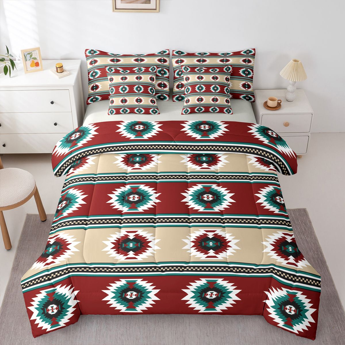 Castle Fairy Bohemian Tribal Aztec Twin Bedding Sets 7-Piece for Female ...