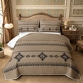 thumbnail image 1 of Castle Fairy Bohemian Tribal Aztec Twin Quilt Set 2 Pieces,Hippie Boho Twin Coverlet Set,Taupe Black,1 Bedspread and 1 Pillowcase, 1 of 7
