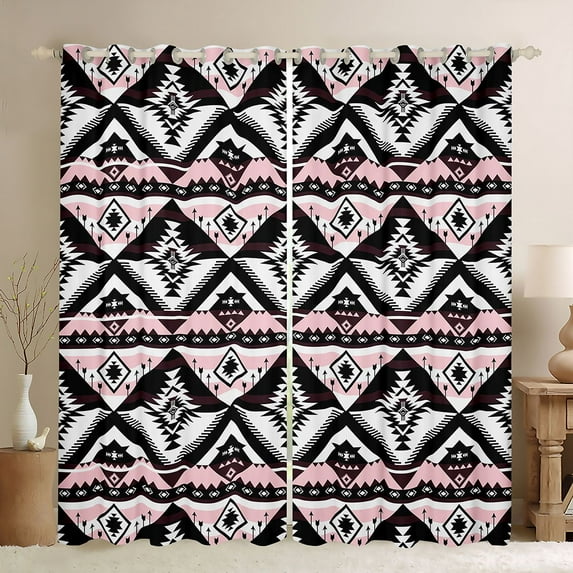 Castle Fairy Bohemian Tribal Black Out Curtains for Teens,Exotic Style Curtains Pack of 2 (42x63 Each),Abstract Hippie Geometric Bedroom Curtains,Ultra Soft Home Decor