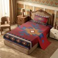 thumbnail image 1 of Castle Fairy Boho Aztec Motif Twin Sheets 3pcs,Retro Tribal Geometric Bedding,Burgundy Ochre Red,1 Flat Sheet, 1 Fitted Sheet and 1 Pillowcase, 1 of 7