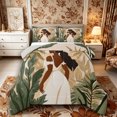 thumbnail image 1 of Castle Fairy Boho Black Woman Queen Comforter Set 3 Pieces,Minimalist Tropical Leaves Comforter Sets Queen,Beige,Grey Reversible,1 Comforter and 2 Pillowcases, 1 of 6