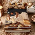 thumbnail image 1 of Castle Fairy Boho Black Woman Zipper Twin Comforter Sets with Fitted Sheet and 2 Pillowcases,Vinyl Record Art Zipper Bedding Set,Yellow,Black Reversible,4-Piece, 1 of 6