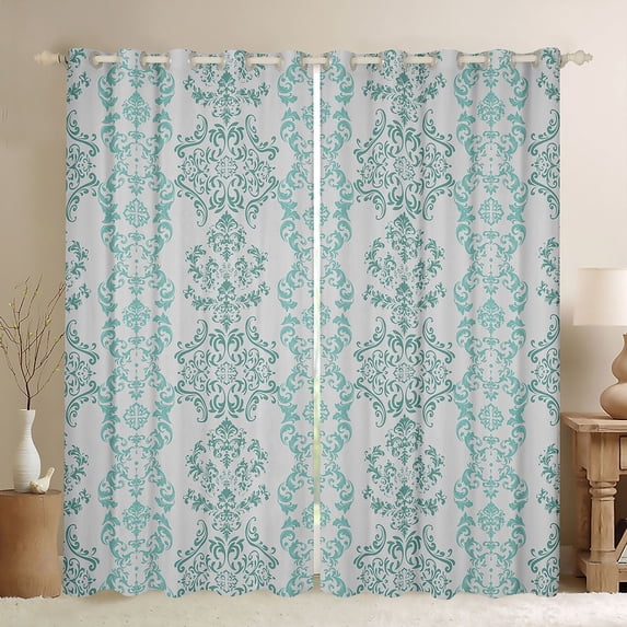 Castle Fairy Boho Damask Blackout Curtains Set of 2 (52x84 Each),Flower Window Curtains