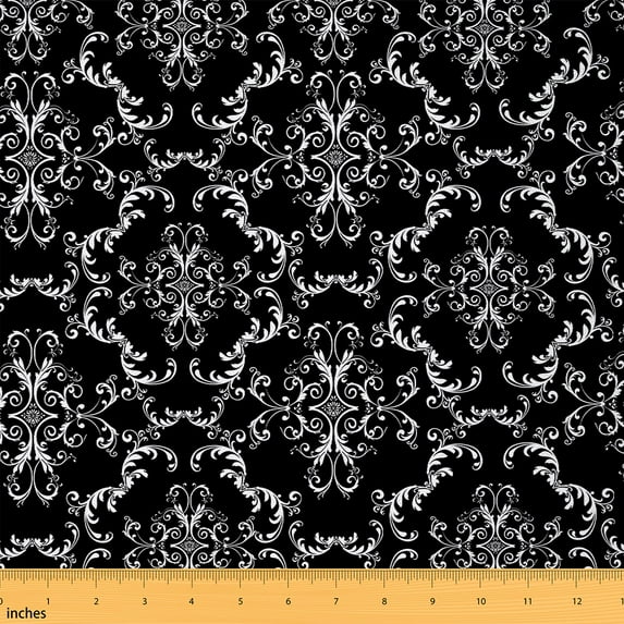 Castle Fairy Boho Damask Fabric by the Yard 1 Yard,Bohemian Theme Home Decor Fabric by the Yard,Traditional Flower Room Decor Fabric by the Yard,Lightweight Exotic Room Decor