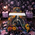 thumbnail image 1 of Castle Fairy Boho Gothic Skeleton Twin Sheets 3pcs,Colorful Flowers Bedding,Yellow Blue Black,1 Fitted Sheet,1 Flat Sheet and 1 Pillowcase, 1 of 6