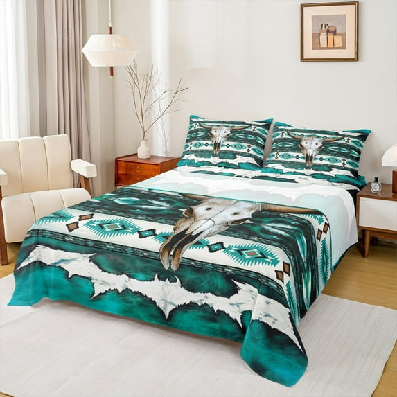 Castle Fairy Boho Hippie Aztec Full Size Sheets,Abstract Cow Print Bed Sheets