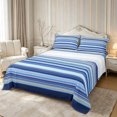 thumbnail image 1 of Castle Fairy Boho Horizontal Stripe Queen Sheets 4 Pieces,Tribal Line Queen Sheet Sets,Sky Navy Cyan,1 Flat Sheet, 1 Fitted Sheet and 2 Pillowcases, 1 of 7