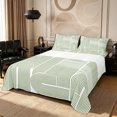 thumbnail image 1 of Castle Fairy Boho Linear Arch Pattern King Sheets 4pcs,Retro Curved Strip Graphic Bedding,White Sage Green,1 Flat Sheet, 1 Fitted Sheet and 2 Pillowcases, 1 of 7