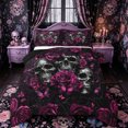 thumbnail image 1 of Castle Fairy Boho Skull Rose Queen Comforter Set 3 Pieces,Spooky Butterfly Comforter Sets Queen,Magenta Blacks,1 Comforter and 2 Pillowcases,Black Reversible, 1 of 6