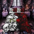 thumbnail image 1 of Castle Fairy Boho Stacked Skull Full Size Comforter Sets 3-Piece,Spooky Dark Rose Bedding Comforter Set,Scarlet Blacks,1 Comforter and 2 Pillowcases,Black Reversible, 1 of 6