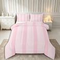thumbnail image 1 of Castle Fairy Boho Thin Vertical Stripe Full Size Comforter Sets 3-Piece,Tribal Wide Band Bedding Comforter Set,Pale Pink White,Reversible,1 Comforter and 2 Pillowcases, 1 of 6