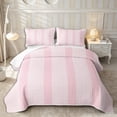 thumbnail image 1 of Castle Fairy Boho Thin Vertical Stripe Twin Quilt Set 2 Pieces,Tribal Wide Band Twin Coverlet Set,Pale Pink White,1 Bedspread and 1 Pillowcase, 1 of 7